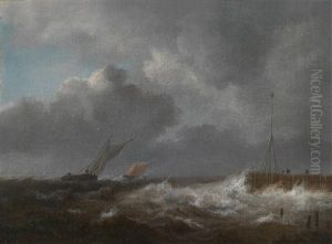 Fischerboote Auf Bewegter See In Kustennahe by Jacob Van Ruisdael