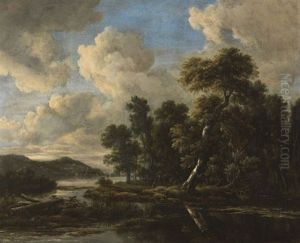 Weite Flusslandschaft Mit Personenstaffage Weite Flusslandschaft Mit Personenstaffage