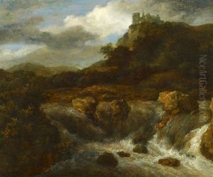 Wasserfall Mit Burg Bentheim by Jacob Van Ruisdael