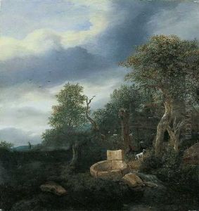 Landschaft Mit Brunnen by Jacob Van Ruisdael