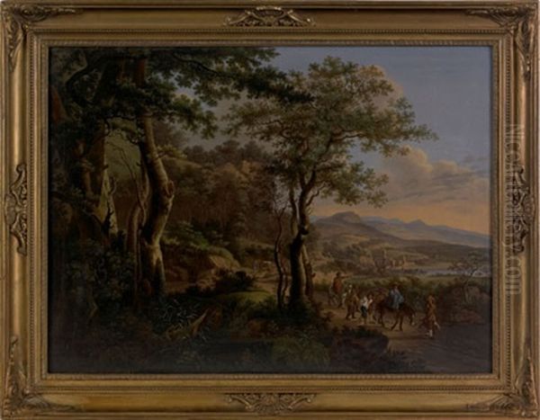 Landscape With Figures Walking Down A Mountainous Path - view 1