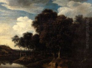 Promeneur Sur Un Chemin Bordant Une Riviere Et Une Foret