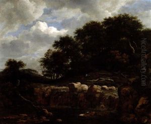 Wasserfall Mi Figuren by Jacob Van Ruisdael