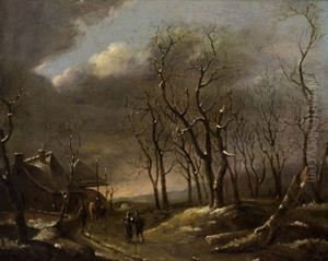 Winterliche Waldlandschaft Mit Reisenden by Jacob Van Ruisdael