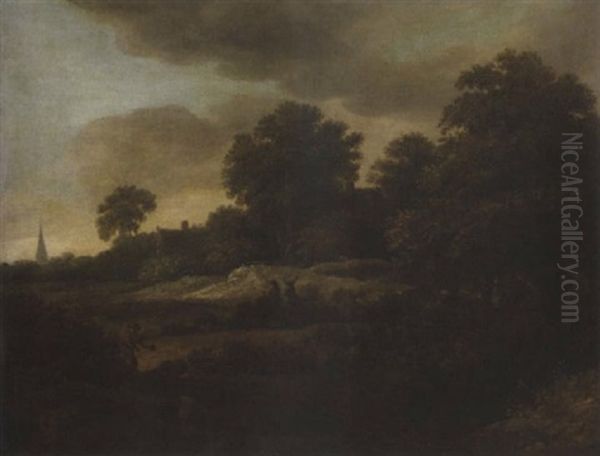 Wooded Landscape With A Woodcutter - view 1