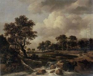 A Wooded River Landscape With A Shepherd, His Family And Flock by Jacob Van Ruisdael