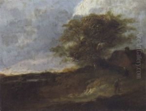 Hollandische Dunenlandschaft Mit Einem Gehoft Und Einem Bauern