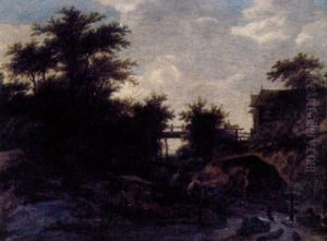 Landskap Med Figurer Vid Back by Jacob Van Ruisdael