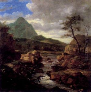 Gebirgslandschaft Mit Einem Sturzbach by Jacob Van Ruisdael