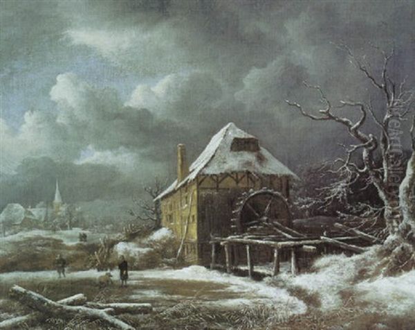 Winterlandschaft Mit Einer Wassermuhle - view 1