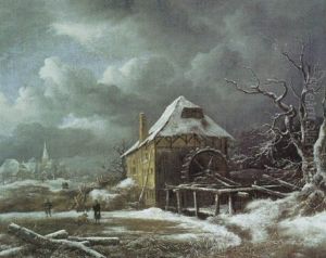 Winterlandschaft Mit Einer Wassermuhle