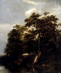 Flusslandschaft Mit Grossem Baum by Jacob Van Ruisdael