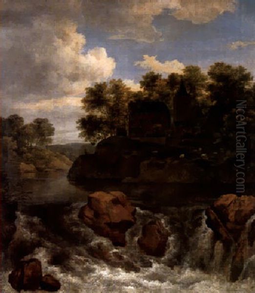 Flusslandschaft Mit Wasserfall Im Vordergrund - view 1
