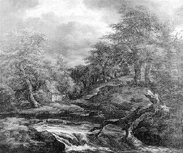 Wooded River Landscape With Cottage - view 1