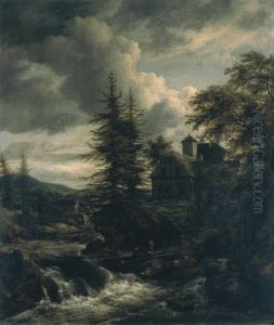 A Scandinavian Landscape With A Watermill by Jacob Van Ruisdael