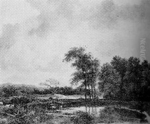 Shepherd And His Flock Beside A Pond On The Edge Of A Wood by Jacob Van Ruisdael