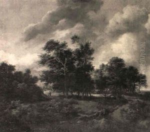 Bewaldete Landschaft Mit Zwei Wanderern