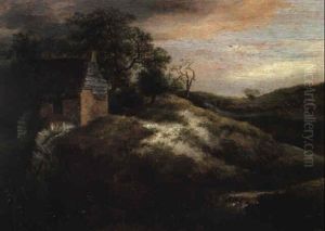 Dune Landscape With A Cottage And Waterfall