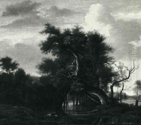 A Wooded Scene With Peasants And Ducks - view 1