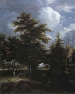 Eine Allee Fuhrt An Einem Kanal Entlang, An Dem Ein Bauernhaus Steht by Jacob Van Ruisdael