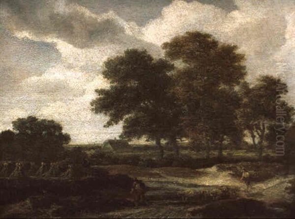 Weite, Baumbestandene Landschaft Mit Einem Kornfeld - view 1