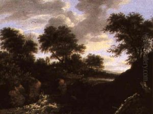River Landscape With A Cascade In The Foreground River Landscape With A Cascade In The Foreground