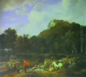 A Landscape With Riders Near A Stream by Jacob Van Ruisdael