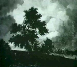 Figures And Animals In The Forest by Jacob Van Ruisdael
