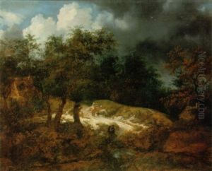 A Wooded Landscape With The Approach Of A Storm by Jacob Van Ruisdael