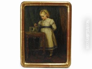 Veduta D'interno Con Bambina E Pappagallo by Horace Van Ruith