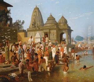 Worshipers At The Trimbakeshwar Temple In The Town Of Trimbak, In The Nasik District Of Maharashtra Dedicated To Lord Shiva