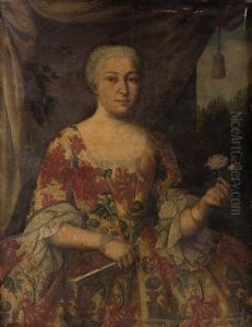 Retrato De Dama De Tres Cuartos Con Una Flor En Su Mano by Juan Ruiz Soriano