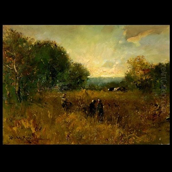 Gethering In A Meadow At Dusk - view 1