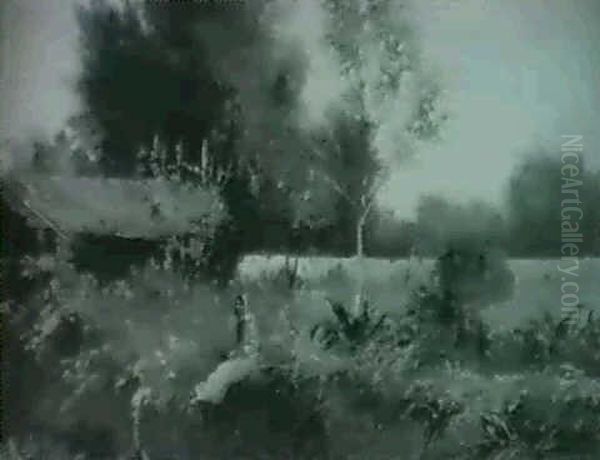 Woman Sitting By A River Bank - view 1