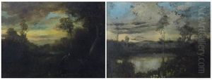 Landscapes At Sunset (2 Works) by Benigino Yamero Ruiz