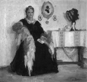G. "dame Am Tisch". Sign. Ol Auf Lwd. Rest. 68 X 73 Cm by Georg Bottger