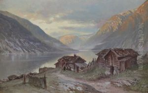 Fjordlandskap Med Gardsbruk Fjordlandskap Med Gardsbruk