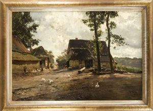 Sommerliche Hofpartie Mit Gansen