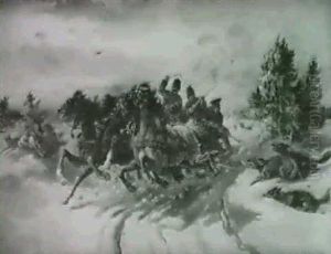 Pferdeschlitten, Von Angreifen Wolfen Bedroht