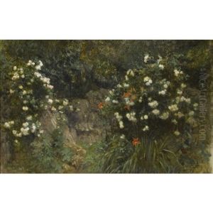 Grotte Mit Weissen Rosen by Franz Rumpler