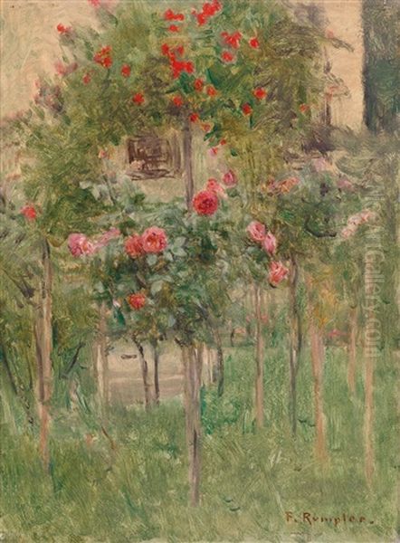 Hollyhocks By A Window - view 1