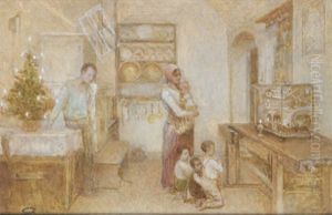 Weihnachten Im Elternhaus, Gemalt Weihnachten Im Elternhaus, Gemalt