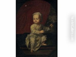 Portrait De Johann Comte Von Globen, A L'age De 6 Mois Et 11 Jours Le 7 Aout Tenant Un Oiseau by Hans Hinrich Rundt