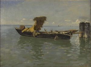 Fischerboot In Der Lagune Von Venedig by Julius Friedrich Ludwig Runge