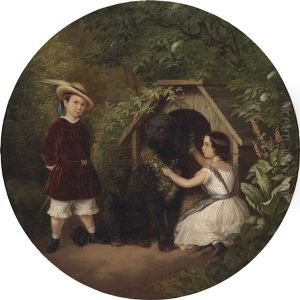 Bildnis Felix (1849-1909) Und Doris (geb. 1848) Seidel Mit Ihrem Treuen Gefahrten by Julius Friedrich Ludwig Runge