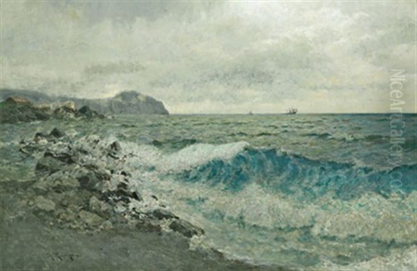 Brandung Beim Leuchtturm Von Genua - view 1