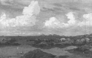 Kustenlandschaft Unter Einem Leicht Bewolkten Sommerhimmel Kustenlandschaft Unter Einem Leicht Bewolkten Sommerhimmel
