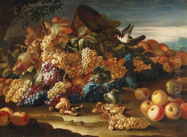 A Pair Of Fruit Still Lifes Before A Landscape Background - view 1