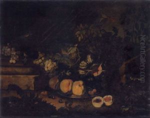 Stillleben Mit Fruchten, Zinnplatte Und Eidechsen Stillleben Mit Fruchten, Zinnplatte Und Eidechsen