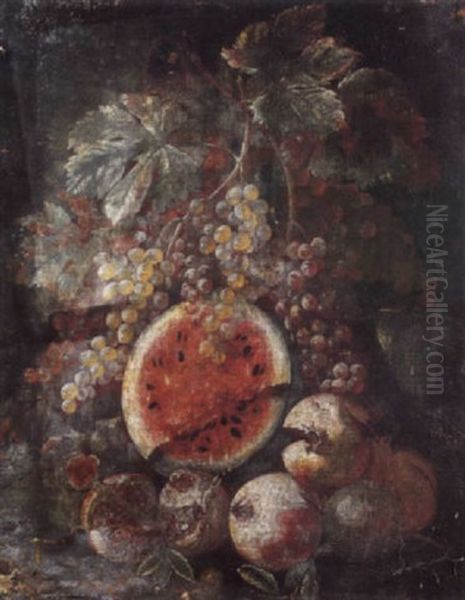 A Melon, Grapes, Figs And Pomegranates - view 1